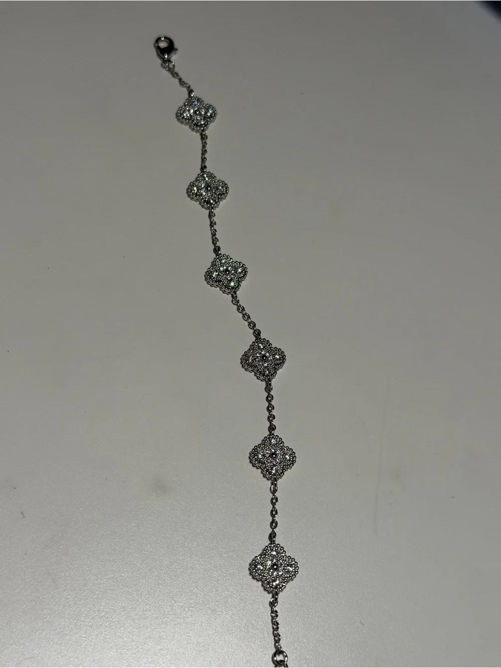 Silver Sparkling Crystal Clover Bracelet